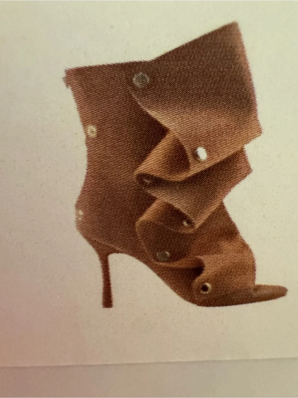 Ruffled Open-Toe Ankle Bootie in Dusty Rose